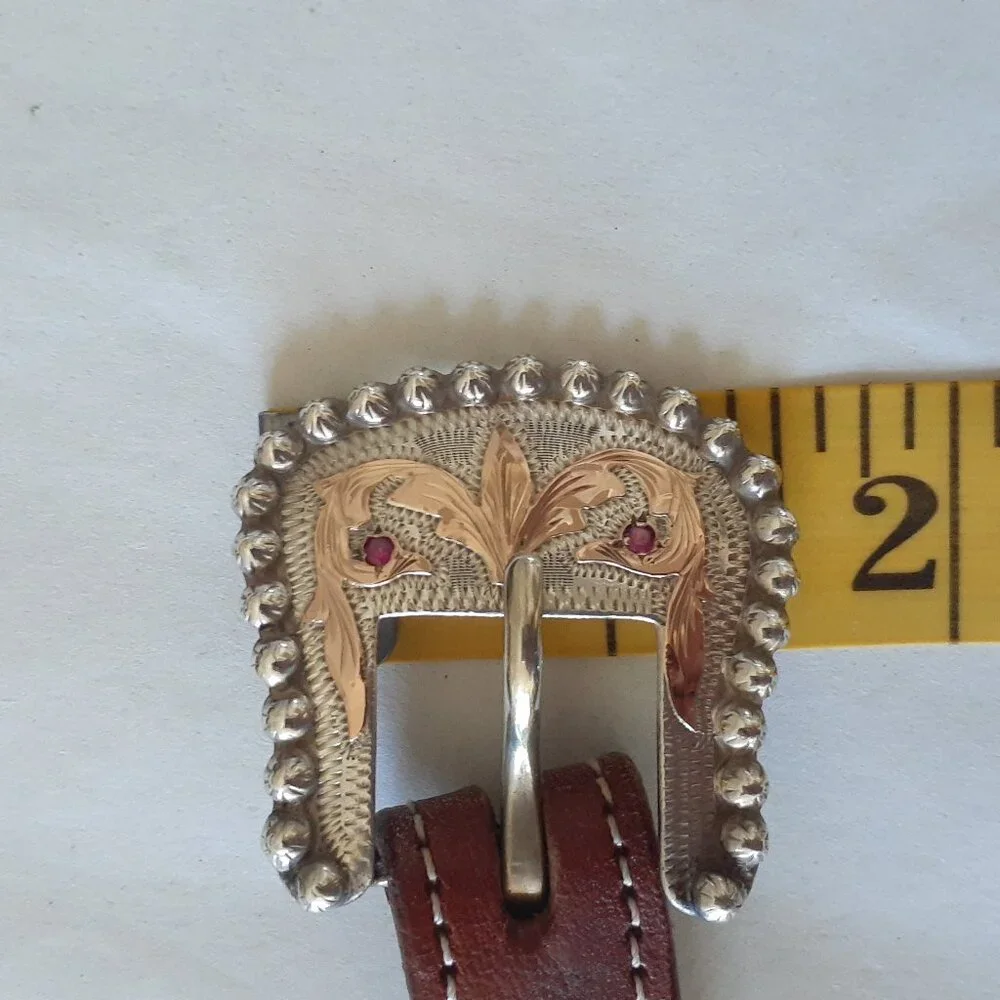 Rare Vintage VOGT Sterling & Ruby Horse Hair Western Belt